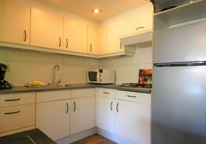 Beautiful wooden chalet for rent against forest