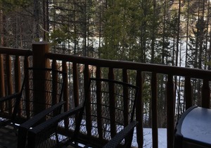 Condo with a mountain view from private hot tub at the base of the ski hill