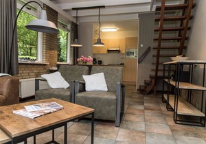 Cozy house with a fireplace in a holiday park in a natural area