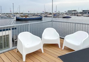 Lovely ship in Aalsmeer with lake view