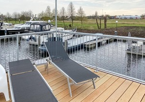 Lovely ship in Aalsmeer with lake view
