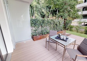 Luxury apartment 0.11 with sauna, beach chair, loungers and large terrace.