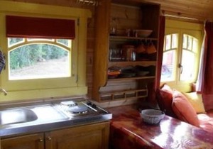Roulotte bucolique en bois avec terrasse, Vallée de la Sarthe - FR-1-410-188