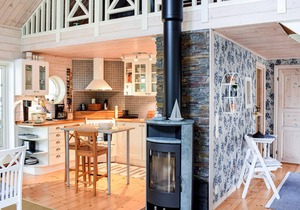 The cottage invites you to a nice vacation with an open plan solution and high ceiling in the living