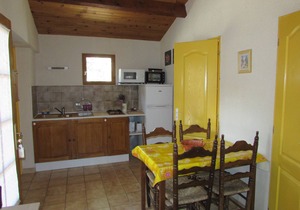 Wooden chalets in gite village with terrace, barbecue, swimming pool and air conditioning