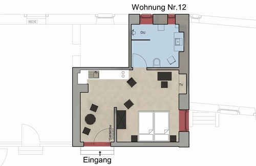 Lahr Apartment | 1-zimmer-apartment mit Kleiner Küche und Großem Bad
