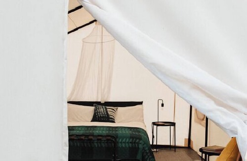Canoncito RV Rental | 2 Person glamping tent with one Queen Bed