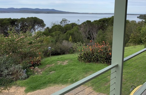 Mallacoota House | 22 Karbeethong Rd, Mallacoota. Deck with spectacular lake views