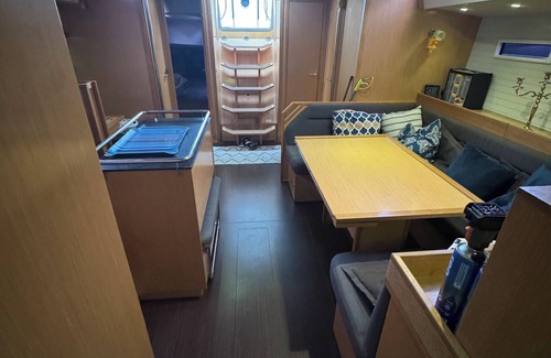 Sitges Boat Rental | 4-cabins yacht boat in fabulous Port Sitges , AC, WiFi Jet ski bikes paddles