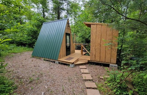 Purlear RV Rental | A-Frame in nature, Swinging wall, WIFI, Hot Shower
