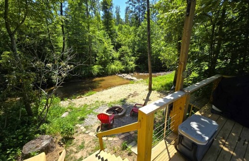 Purlear RV Rental | A-Frame in nature, Swinging wall, WIFI, Hot Shower