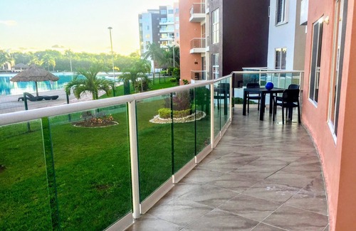 Cancun Apartment | Amazing View of the lagoon from The big Terrace, Ground Floor Apartment.