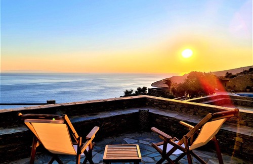 Megas Yialos-Nites House | Andros Serenity-Adults Only-Sea view-pool/jacuzzi stone residence