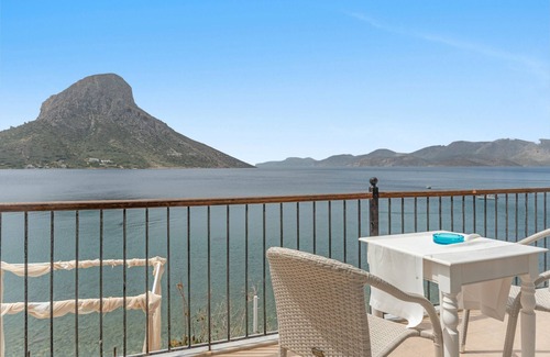 Massouri Apartment | Apartment 'Afroditi with Sea View Balcony' with Private Terrace, Wi-Fi and Air Conditioning