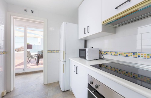 Retamar Apartment | Apartment 'Ático Nuevo Con Piscina' with Sea View, Shared Pool and Air Conditioning