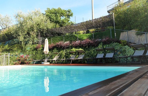 Malcesine Apartment | Apartment balcony view, heated swimming pool, air conditioning,parking area