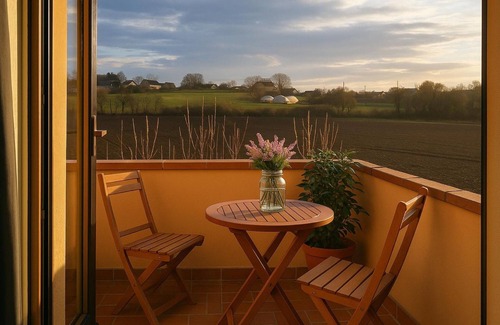 Bad Krozingen Apartment | Apartment 'Blue' with private terrace, communal garden and Wi-Fi