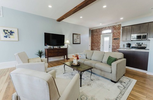 Downtown St. Louis Apartment | Arch View from private deck, 2BR 2BA sleeps 5. Newly rehabbed historic building
