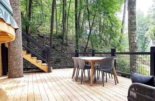 Canton Cabin | Asheville Dome Sleeps 6 + Mountain and Forest View