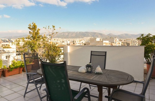 Palaio Faliro Apartment | Athens Panoramic Top floor view private terrace