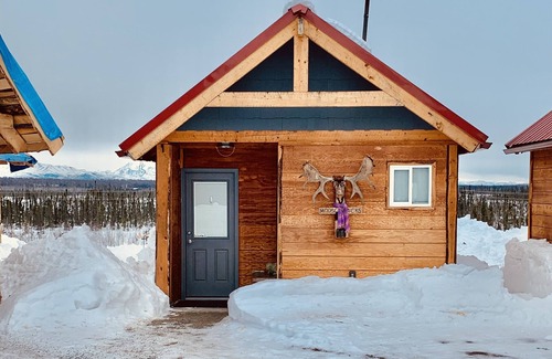 Big Lake Cabin | Aurora Lights, Moose Cabin with mountain and woods view