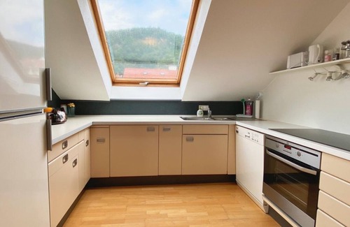 Neustadt-Haardt Apartment | Balcony of the Palatinate - apartment, shower and bath, toilet, 1 bedroom