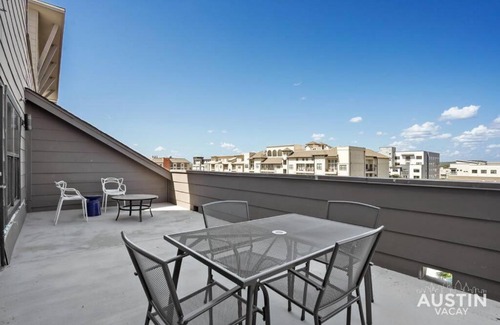 West Campus Apartment | Balcony Skyline View Spiral Staircase Near UT