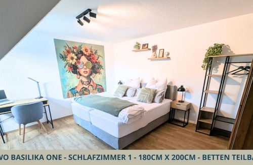 Weingarten Apartment | Basilika One, FEWO für bis zu 6 Pers mit 2 Schlafzi, Balkon und Tiefgaragenstellplatz