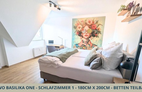 Weingarten Apartment | Basilika One, FEWO für bis zu 6 Pers mit 2 Schlafzi, Balkon und Tiefgaragenstellplatz