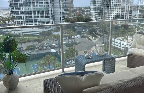Coronado Condo | Beach and city views in condo with backyard access to beach and walkable town.