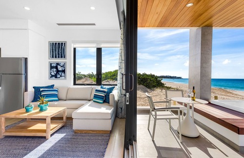 West End Village Condo | Beachfront 1-Bedroom + Hot Tub at Award-winning Tranquility Beach on Meads Bay