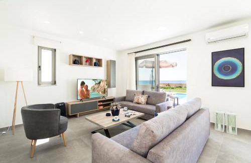 Rethymno Villa | Beachfront Nymphes Aigli with Private Pool, Children Area & BBQ