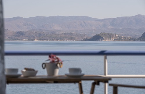 Kiveri Apartment | Beachfront Studio | Amazing Sea View balcony | near Nafplio, Epidaurus, Mycenae