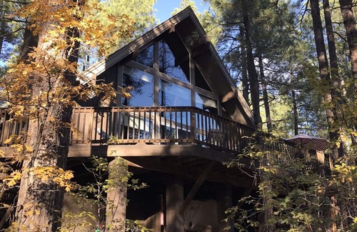Munds Park Cabin | Beautiful Cabin on quiet Cul-de-sac: Large deck, firepit, patio heaters, grill