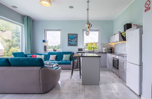 gmina Dobra House | Beautiful private villa for 8 guests with private pool, WIFI, TV, terrace, pets allowed and park.