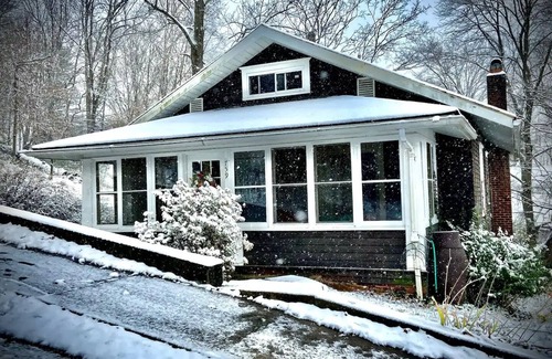 French Lick House | Bird's Eye View- Bungalow with Screened-in Porch and Fireplace