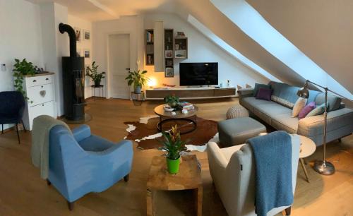 Banska Bystrica Apartment | BL - The Penthouse, 24hr Self Check-in, 2 Bedrooms, Fireplace, AC, Panoramic View from main Balcony, 3-minute walk to City Center