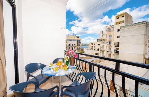 Bugibba Apartment | Bugibba - 2 bedroom apt 150m from Sea Front Fully Air Conditioned, Terraces WiFi