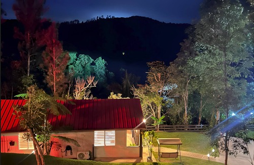 Cerro Cabin | Cabaña entre Pinos: Piscina c cale Fogata y Mini Golf en Cayey parejas, familias