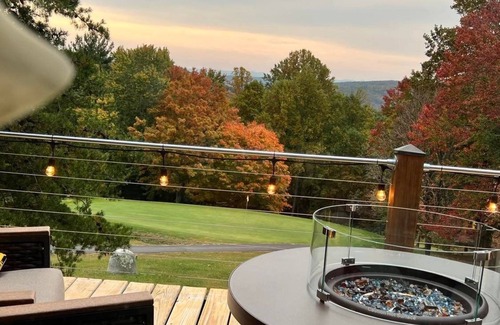 Traphill Cabin | Cabin with Hot Tub on Golf Course Close to Stone Mountain State Park