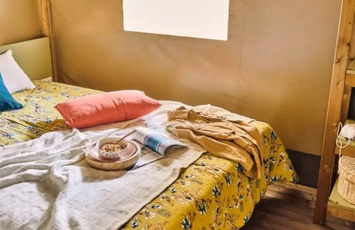 Rieux-de-Pelleport RV Rental | Camping Flower Les Mijeannes* - Woodlodge Confort Family Tent 4 Rooms 6 People - without sanitary facilities