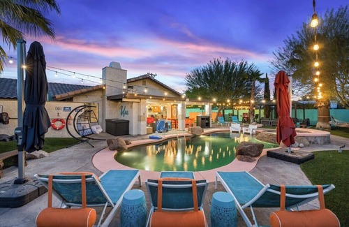 Racquet Club South House | Casa De La Paz – Desert Oasis with Saltwater Pool, Spa, Bocce & Mountain Views