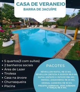 Barra do Jacuipe House | Casa maravilhosa ampla 5 quartos