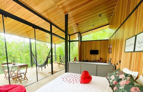 Sideropolis Ski Chalet | Chale Container with Hydro - Romantica at 5min Nova Veneza