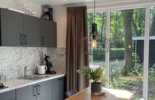 Bosgebied Hoenderloo House | Chalet with terrace in woods of Veluwe