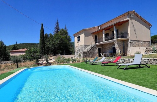Les Vans House | Charming house in Les Vans with private pool overlooking olive trees