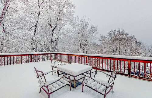 Alton Bay House | Charming & sun-filled nature escape with large deck, wood stove, fire pit, & W/D