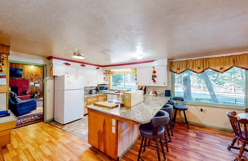Joseph House | Charming Wallowa Lake home with forest views, fireplace, & private W/D