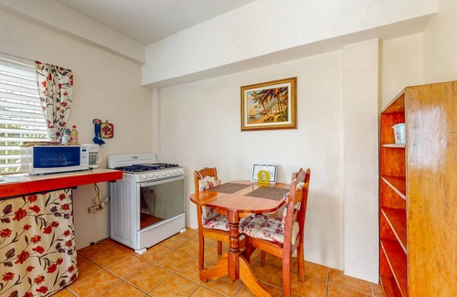 Caye Caulker Apartment | Cheerful, hotel-style studio w/WiFi, picnic table, partial AC & bikes to use