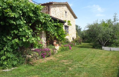 Umbertide House | Cottage with pool and veranda surrounded by olive trees.